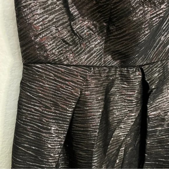 ABS Allen Schwartz Black Mini Dress One Shoulder Silver Metallic Cocktail Sz 6 - Picture 8 of 8